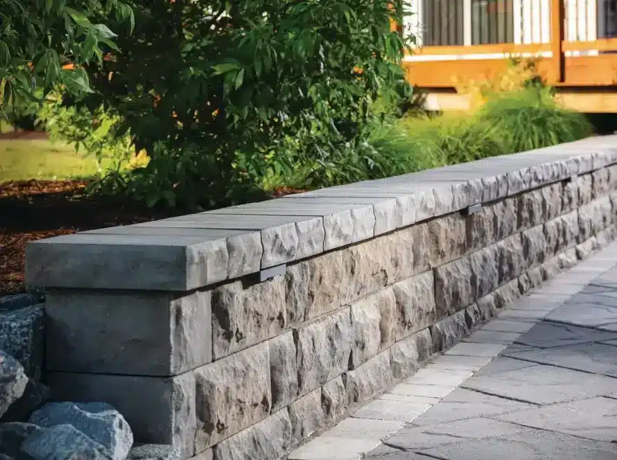 Retaining wall construction – Professional retaining wall build in progress – Bayside Pavers