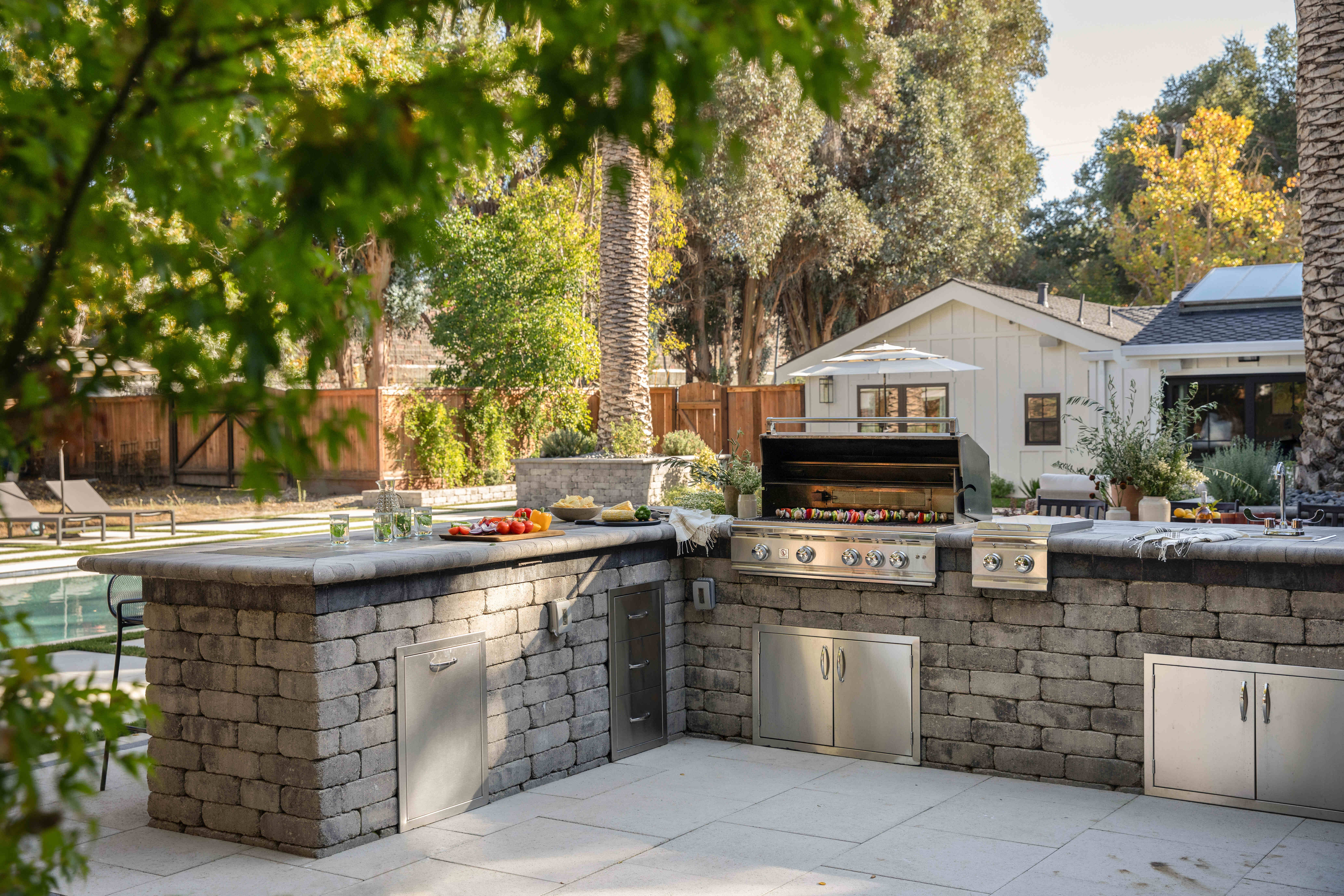 Outdoor kitchen paver installation in Walnut Creek