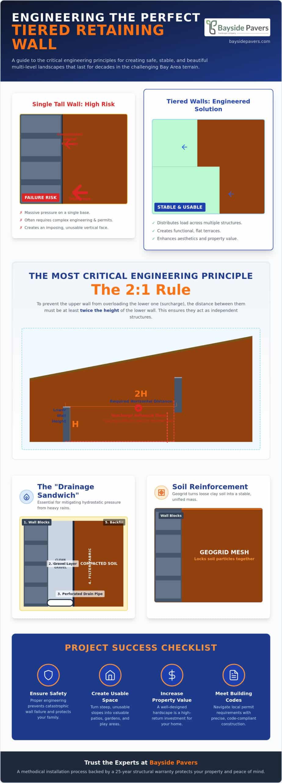 Tiered Retaining Wall Construction: Engineering and Design for Bay Area Slopes